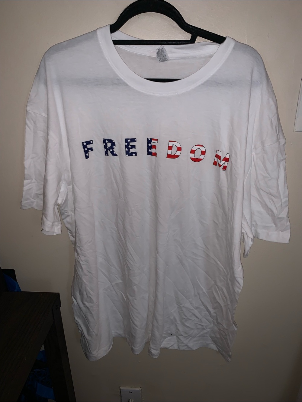 Caribbean White Graphic Tee with Patriotic FREEDOM Print